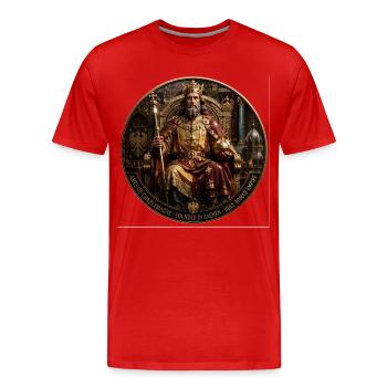 Couronne et trône de la Cour royale de Charlemagne - T-shirt bio Premium Homme - rouge - Devant - Damien (186cm)