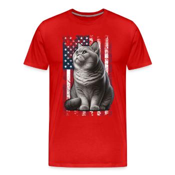 Chat britannique à poil court britannique américain - T-shirt bio Premium Homme - rouge - Devant - Damien (186cm)