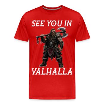 Wir sehen uns in Walhalla - Männer Premium Bio T-Shirt - Rot - Vorne - Damien (186cm)