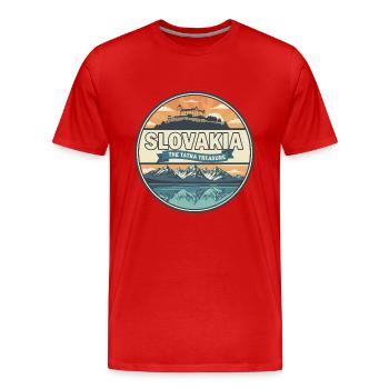Insigne rétro des Tatras Hauts Slovaquies - T-shirt bio Premium Homme - rouge - Devant - Damien (186cm)
