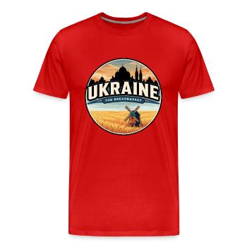 Insigne du champ de blé Ukrainien rétro - T-shirt bio Premium Homme - rouge - Devant - Damien (186cm)