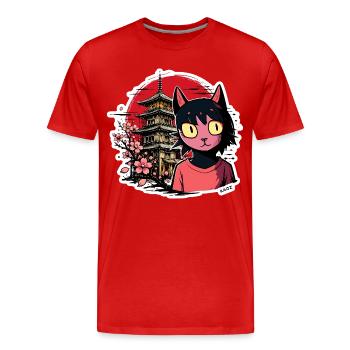 Cherry Kat et Pagode Dream - T-shirt bio Premium Homme - rouge - Devant - Damien (186cm)