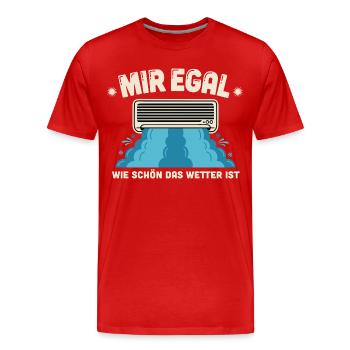Mir Egal | Klimaanlage - Männer Premium Bio T-Shirt - Rot - Vorne - Damien (186cm)