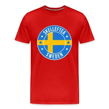 Skelleftea Swedish Flag Circle Emblem - Men's Premium Organic T-Shirt - red - Front - Damien (186cm)