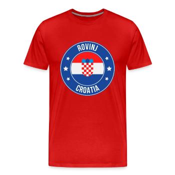 Rovinj Croatia Crest Badge - Men's Premium Organic T-Shirt - red - Front - Damien (186cm)