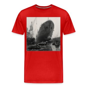 Robbe Shipyard Photo vintage Crime animalier - T-shirt bio Premium Homme - rouge - Devant - Damien (186cm)