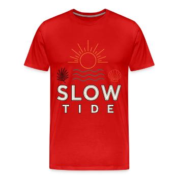 Marée Lente – temps côtier détendu au bord de la mer - T-shirt bio Premium Homme - rouge - Devant - Damien (186cm)