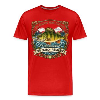 Der Barsch-Flüsterer - Männer Premium Bio T-Shirt - Rot - Vorne - Damien (186cm)