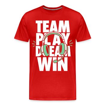 Casque de jeu Team Play Dream Win - T-shirt bio Premium Homme - rouge - Devant - Damien (186cm)