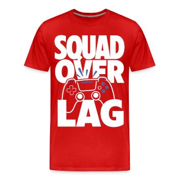 Manette de jeu Squad Over Lag - T-shirt bio Premium Homme - rouge - Devant - Damien (186cm)
