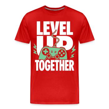 Manette de jeu Level Up Together - T-shirt bio Premium Homme - rouge - Devant - Damien (186cm)
