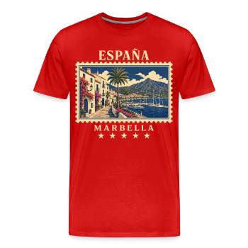 Spanien Marbella Vintage Reisemarke - Männer Premium Bio T-Shirt - Rot - Vorne - Damien (186cm)
