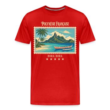 Polynesien Bora Bora Vintage Reisemarke - Männer Premium Bio T-Shirt - Rot - Vorne - Damien (186cm)
