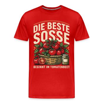 Tomatenbeet Die beste Sosse - Männer Premium Bio T-Shirt - Rot - Vorne - Damien (186cm)