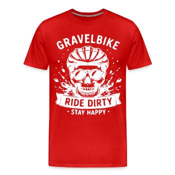Randonnée Skull Dirty à vélo de gravier - T-shirt bio Premium Homme - rouge - Devant - Damien (186cm)
