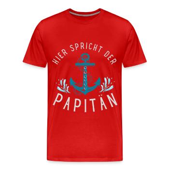Anker & Wellen Papitän  - Männer Premium Bio T-Shirt - Rot - Vorne - Damien (186cm)