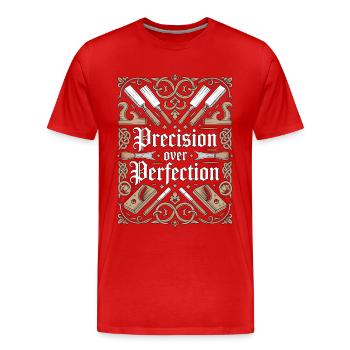 Menuisier : Précision plutôt que perfection Menuisier - T-shirt bio Premium Homme - rouge - Devant - Damien (186cm)
