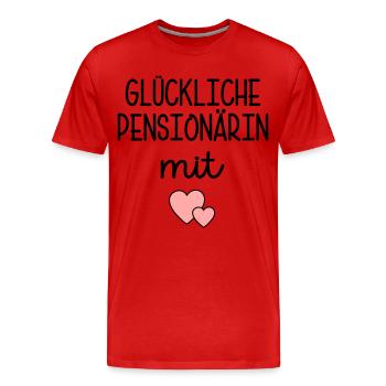 Herz - Glückliche Pensionärin - Männer Premium Bio T-Shirt - Rot - Vorne - Damien (186cm)
