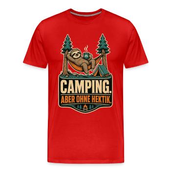 Faultier Camping Ohne Hektik Shirt - Männer Premium Bio T-Shirt - Rot - Vorne - Damien (186cm)