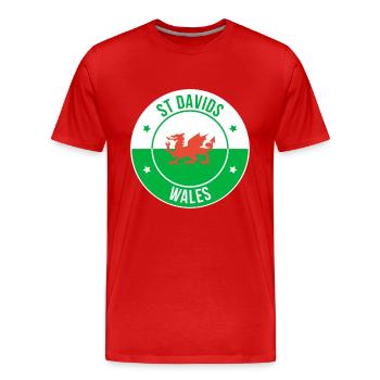 Emblème du Dragon gallois de St Davids - T-shirt bio Premium Homme - rouge - Devant - Damien (186cm)