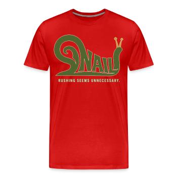 SNAIL – Humour sans hâte - T-shirt bio Premium Homme - rouge - Devant - Damien (186cm)
