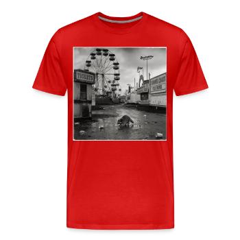 Verlassener Jahrmarkt Waschbär Retro Kirmes Animal - Männer Premium Bio T-Shirt - Rot - Vorne - Damien (186cm)