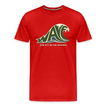 WAVE – Je nage avec le courant, mais à contrecœur - T-shirt bio Premium Homme - rouge - Devant - Damien (186cm)