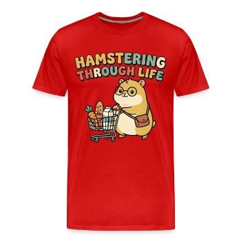 Achats de hamsters - T-shirt bio Premium Homme - rouge - Devant - Damien (186cm)