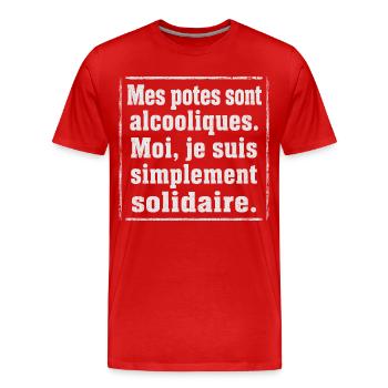 Alcool Cadeau humour personnalisé - T-shirt bio Premium Homme - rouge - Devant - Damien (186cm)
