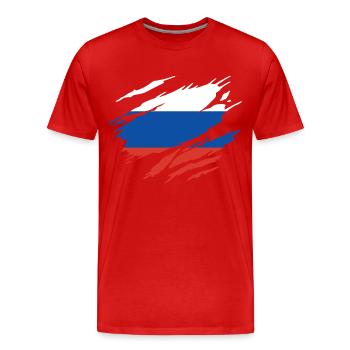 Russie Drapeau Russe - T-shirt bio Premium Homme - rouge - Devant - Damien (186cm)