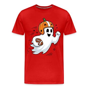 Halloween, America Football, Ghost - T-shirt bio Premium Homme - rouge - Devant - Damien (186cm)