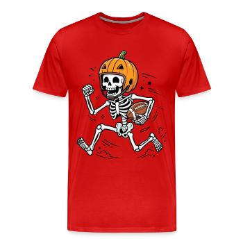 Halloween, America Football, Skeleton - T-shirt bio Premium Homme - rouge - Devant - Damien (186cm)