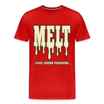 MELT – Refroidir sous pression | Humour sur le stress - T-shirt bio Premium Homme - rouge - Devant - Damien (186cm)
