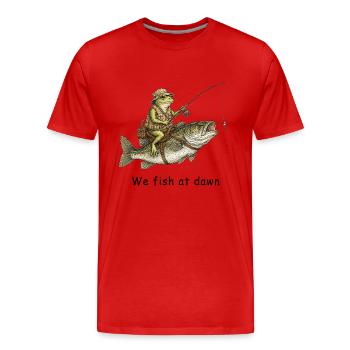 Nous pêchons chez Dawn Frog Angler - T-shirt bio Premium Homme - rouge - Devant - Damien (186cm)