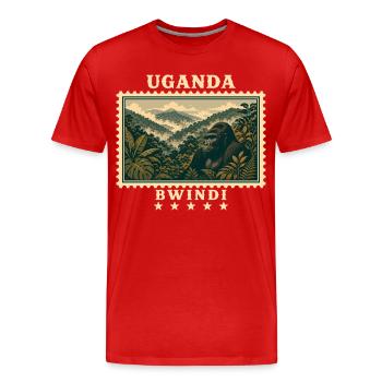 Marque de voyage vintage Uganda Bwindi - T-shirt bio Premium Homme - rouge - Devant - Damien (186cm)