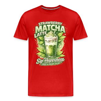 Latte Matcha à la Fraise Bliss - T-shirt bio Premium Homme - rouge - Devant - Damien (186cm)