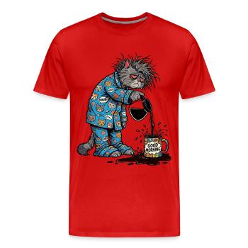 Bonjour Chat - T-shirt bio Premium Homme - rouge - Devant - Damien (186cm)