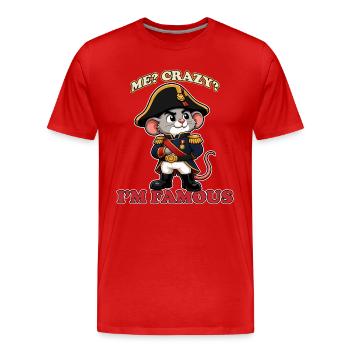 Moi, c’est fou, je suis célèbre, mascotte drôle de Napoléon - T-shirt bio Premium Homme - rouge - Devant - Damien (186cm)