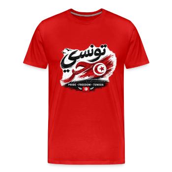 T-shirt Tunisien Libre - تونسي حر - T-shirt bio Premium Homme - rouge - Devant - Damien (186cm)