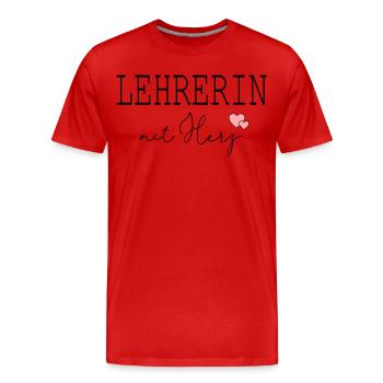 Lehrerin mit Herz - Männer Premium Bio T-Shirt - Rot - Vorne - Damien (186cm)