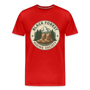 Société de randonnée de la Forêt-Noire | Insigne vintage - T-shirt bio Premium Homme - rouge - Devant - Damien (186cm)