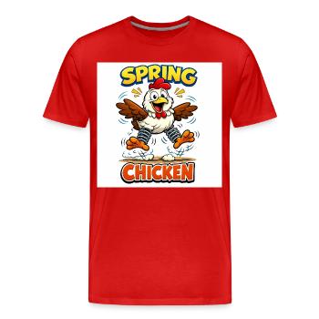 Poule de printemps - T-shirt bio Premium Homme - rouge - Devant - Damien (186cm)