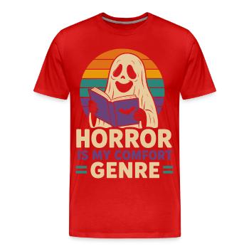 L’horreur est mon esprit de genre réconfortant - T-shirt bio Premium Homme - rouge - Devant - Damien (186cm)