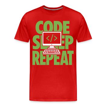 Code Sleep Repeat Programmer - Men's Premium Organic T-Shirt - red - Front - Damien (186cm)