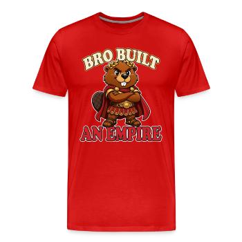 Bro Built an Empire Funny Roman Beaver Meme - T-shirt bio Premium Homme - rouge - Devant - Damien (186cm)