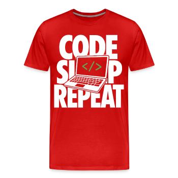 Programmeur de répétition en sommeil de code - T-shirt bio Premium Homme - rouge - Devant - Damien (186cm)