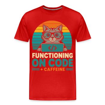 Fonctionner sous Code et Caffeine Cat - T-shirt bio Premium Homme - rouge - Devant - Damien (186cm)