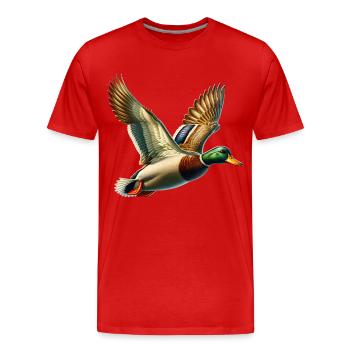 Canard colvert stockente - T-shirt bio Premium Homme - rouge - Devant - Damien (186cm)