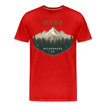 Co. de la Nature sauvage du Harz | Montagne Vintage - T-shirt bio Premium Homme - rouge - Devant - Damien (186cm)