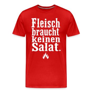 Fleisch braucht keinen Salat Spruch Grill Motiv - Männer Premium Bio T-Shirt - Rot - Vorne - Damien (186cm)